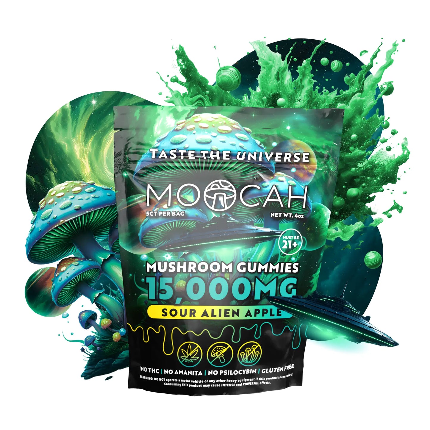 Mega Dose Mushroom Gummies - Sour Alien Apple