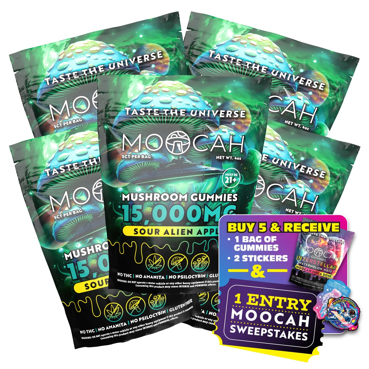 Mega Dose Mushroom Gummies -  Sour Alien Apple